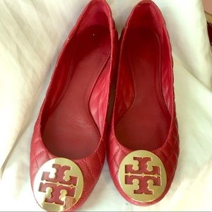 Tory Burch Red Quilted Flats